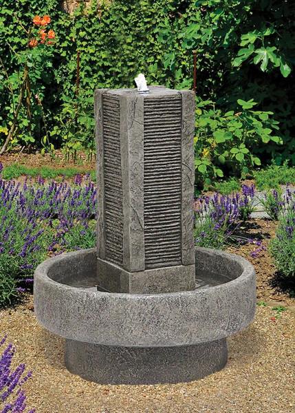 Slate Tower Fountain with Light Cement